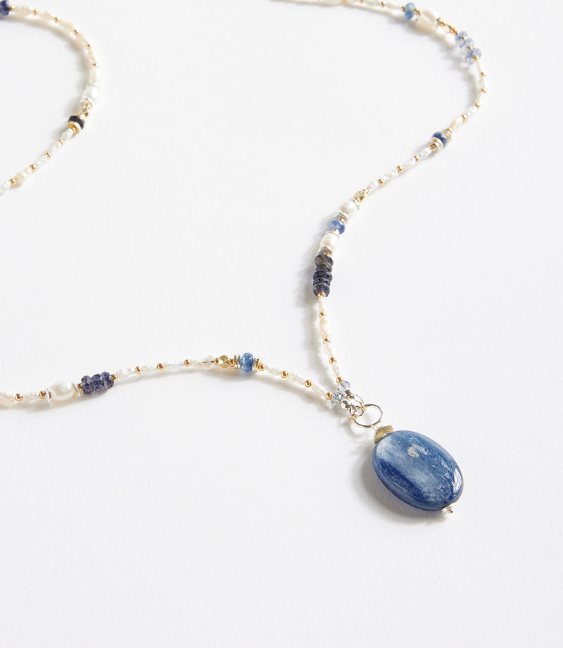 Solid Gold 14K Green and Aqua Blue Gemstone Drop Necklace, Statement Semi  Precious Stone Necklace - Valltasy