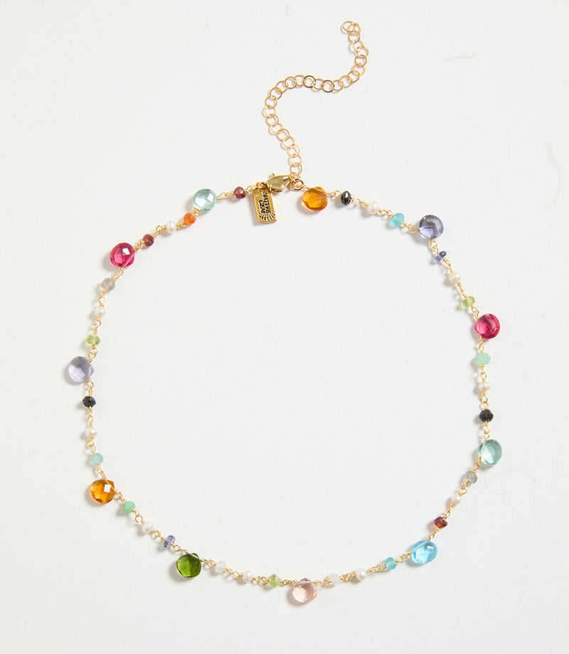 Rainbow and Turquoise Gemstone Beaded Necklace | Park & Lex