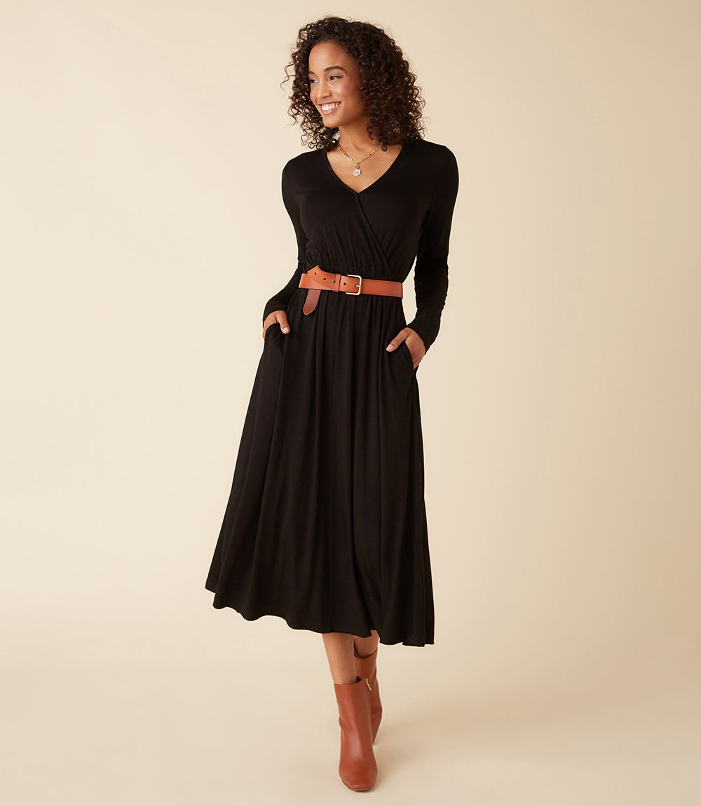 casual black dresses with sleeves