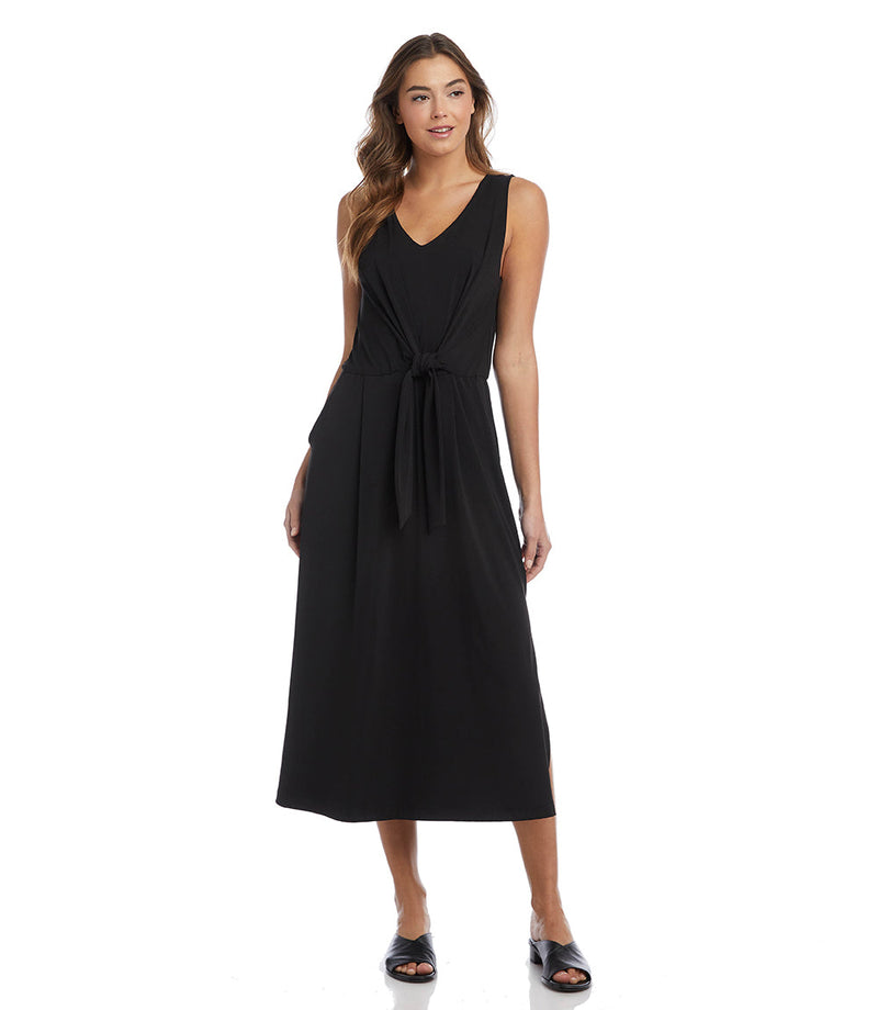 Black Tie-Front Midi Dress | Karen Kane