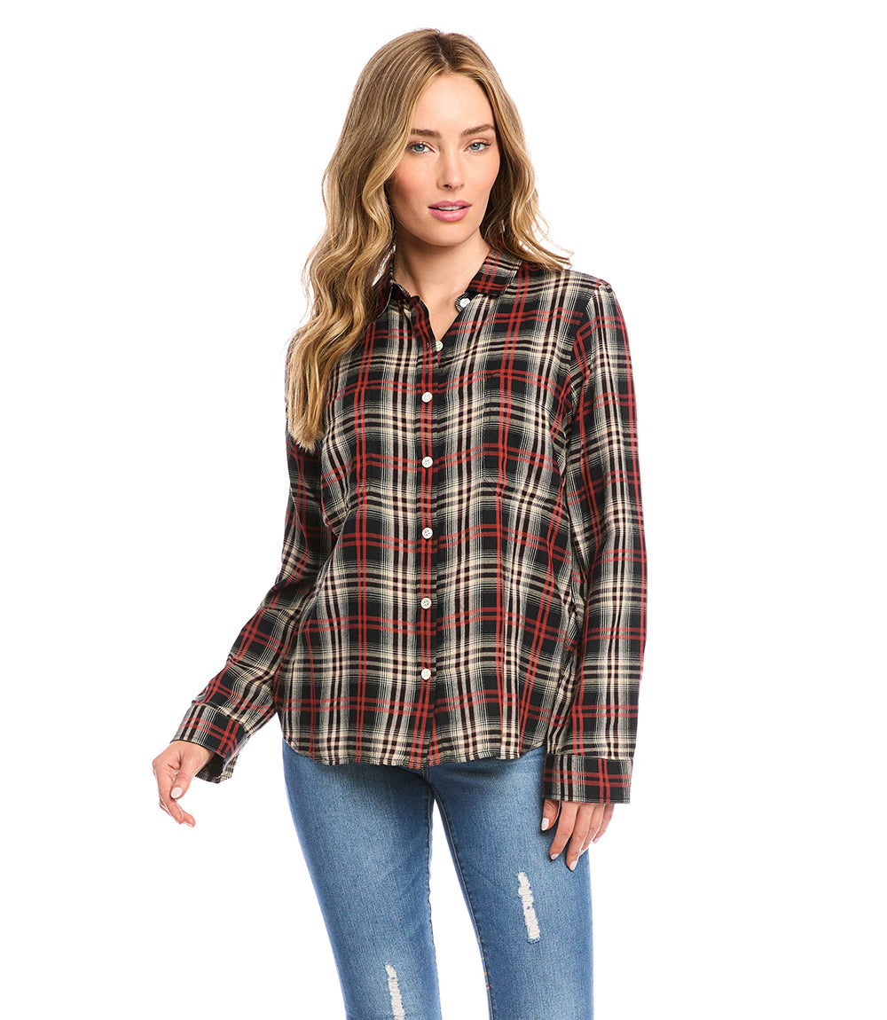  Karen Kane Women's Long Sleeve Button-Up Shirt