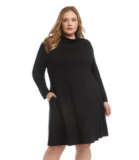 Black Plus Size Quinn Turtleneck Dress | Karen Kane