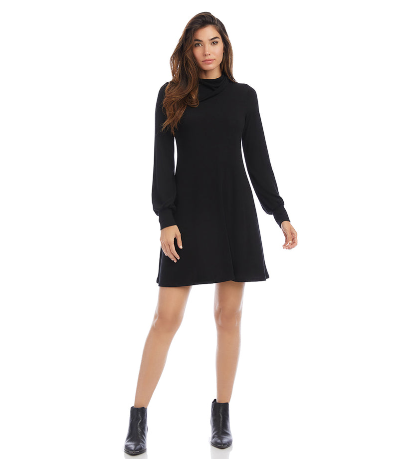 Black Drape Neck Sweater Dress | Karen Kane