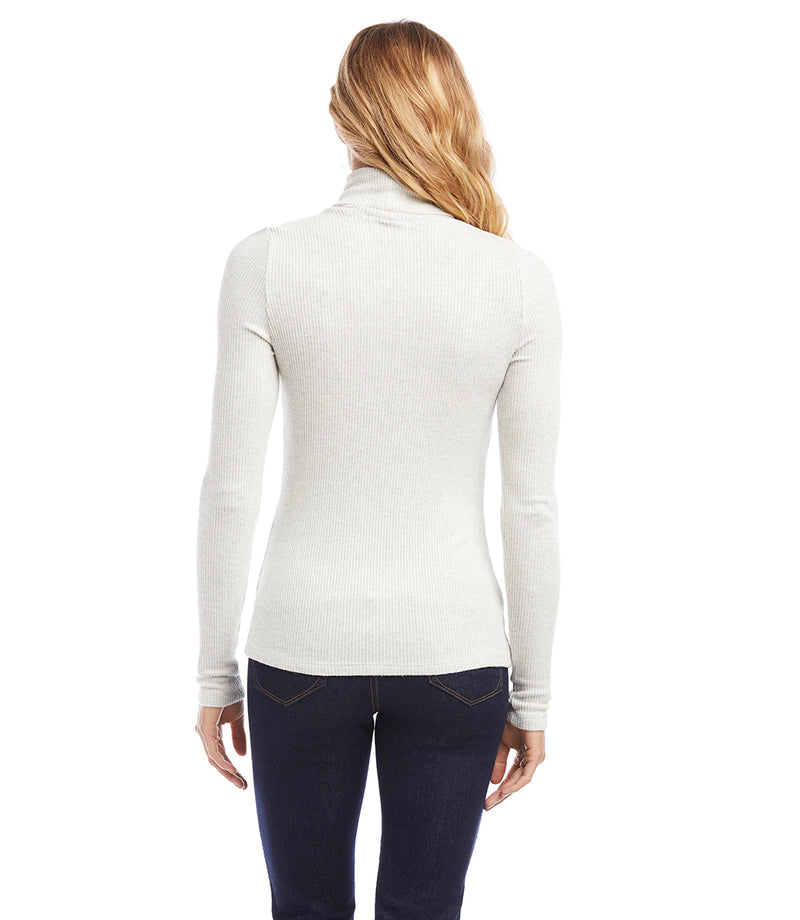 COTTON JERSEY LONG SLEEVE TURTLENECK | LIGHT HEATHER GREY