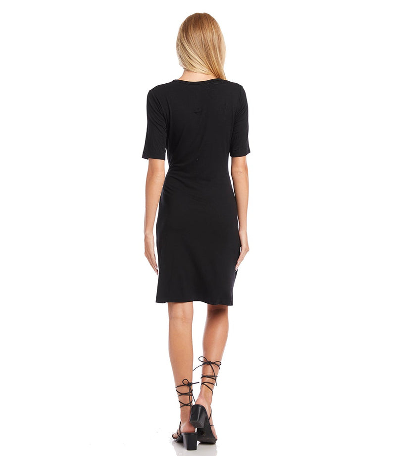 Black Short Sleeve Tie-Front Dress | Karen Kane