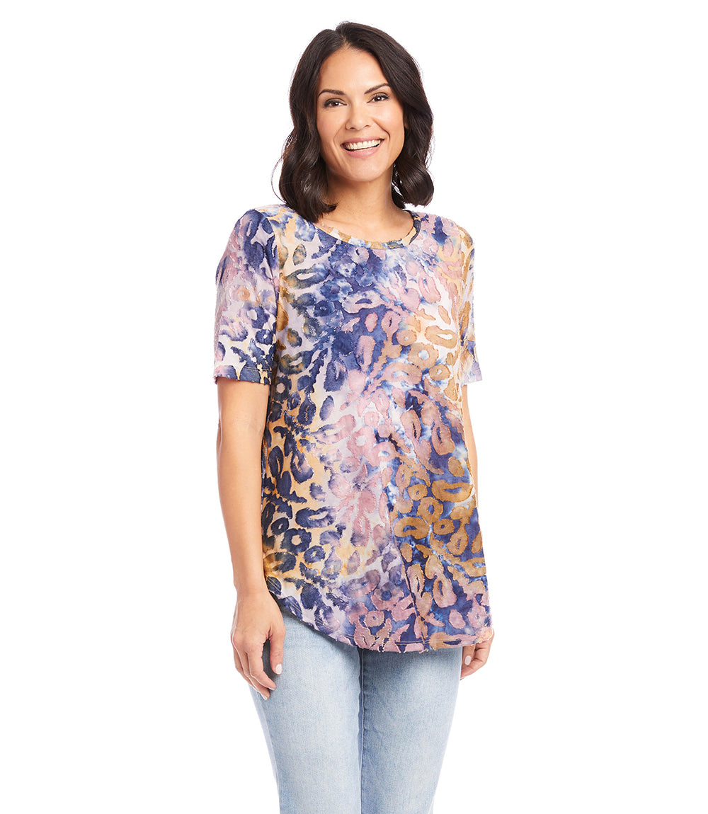 Petite Size Short Sleeve Shirttail Top