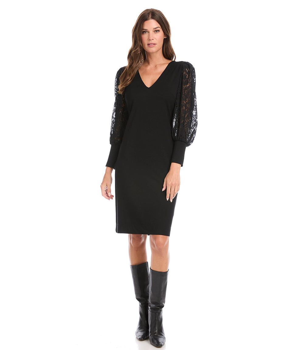 Petite Size Lace Sleeve Dress