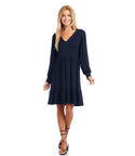 V-neck Long Sleeves Tiered Dress