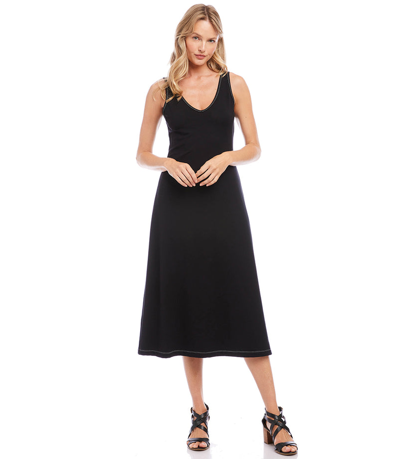 Black Brigitte Strolling Midi Dress | Karen Kane