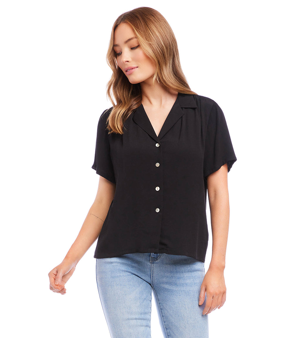 Black Camp Shirt | Karen Kane