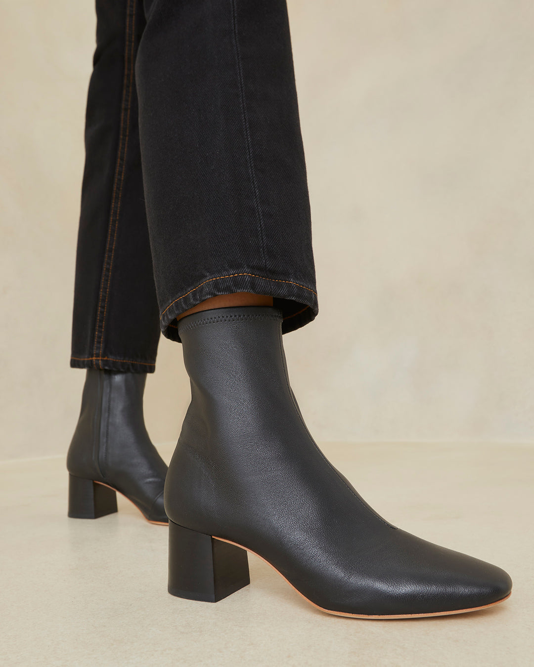 Loeffler Randall | Alec Black Mid-Heel Stretch Bootie I Ankle Boots I ...