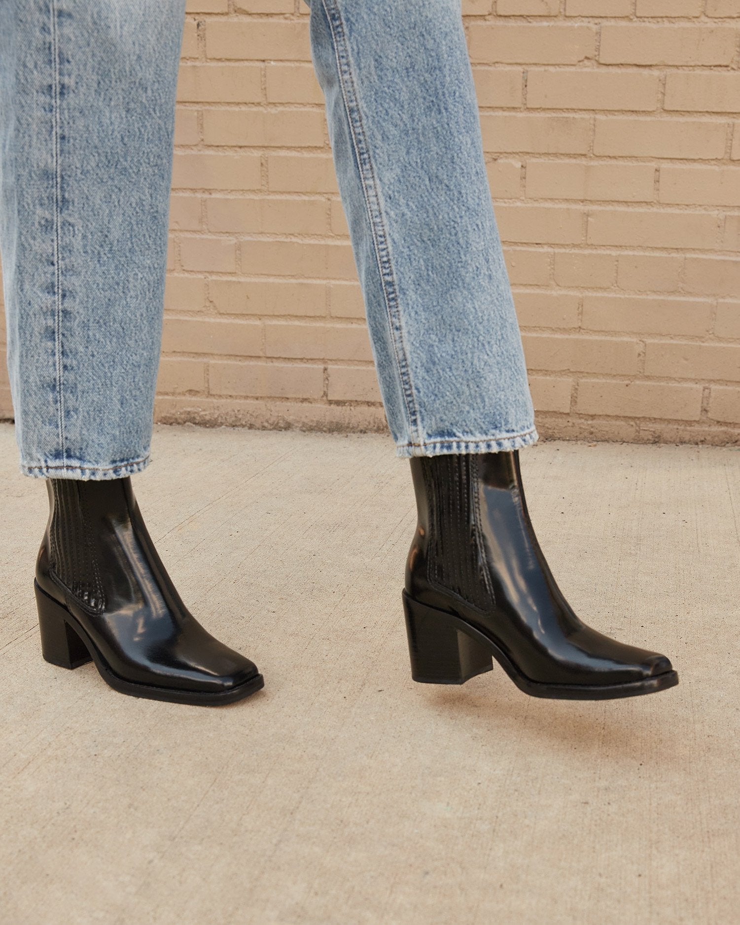 black square toe boot