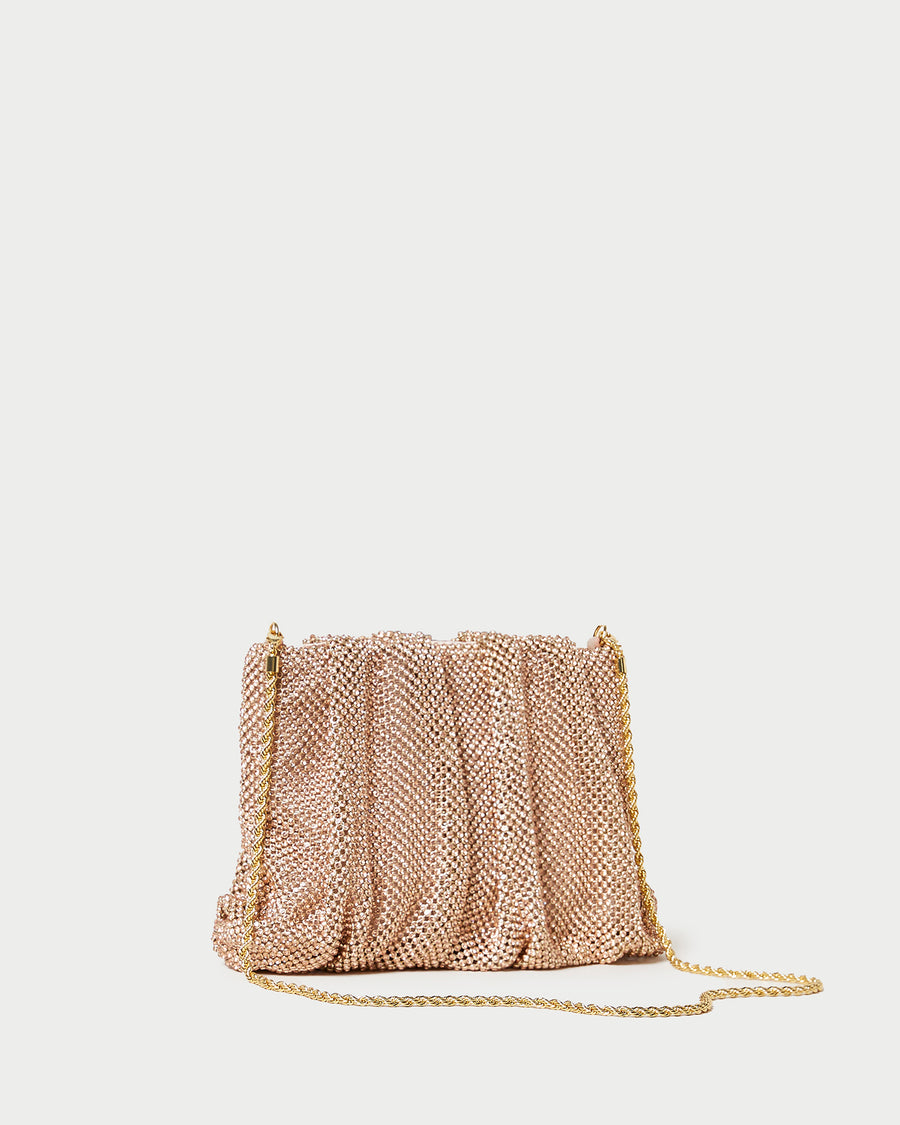 Loeffler Randall | Shop the Ember Gold Diamanté Gathered Clutch at ...