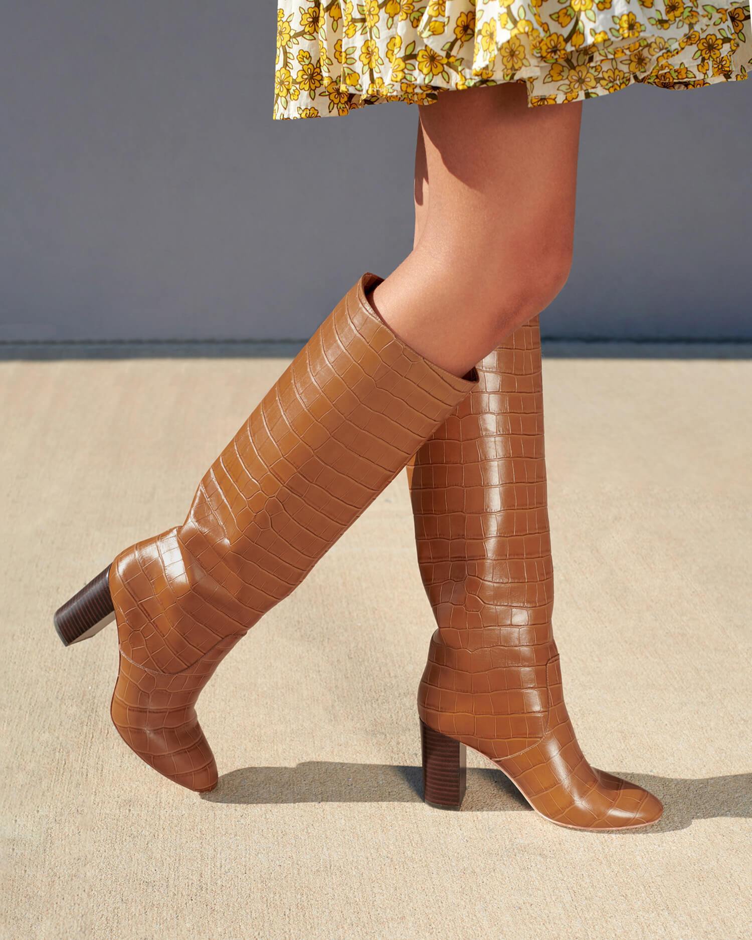 gold boots outfit