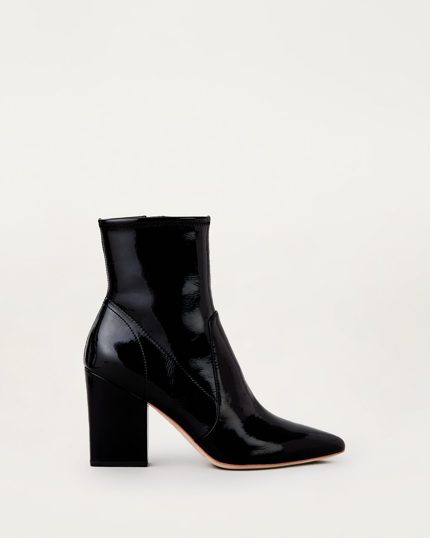 black patent flat ankle boots