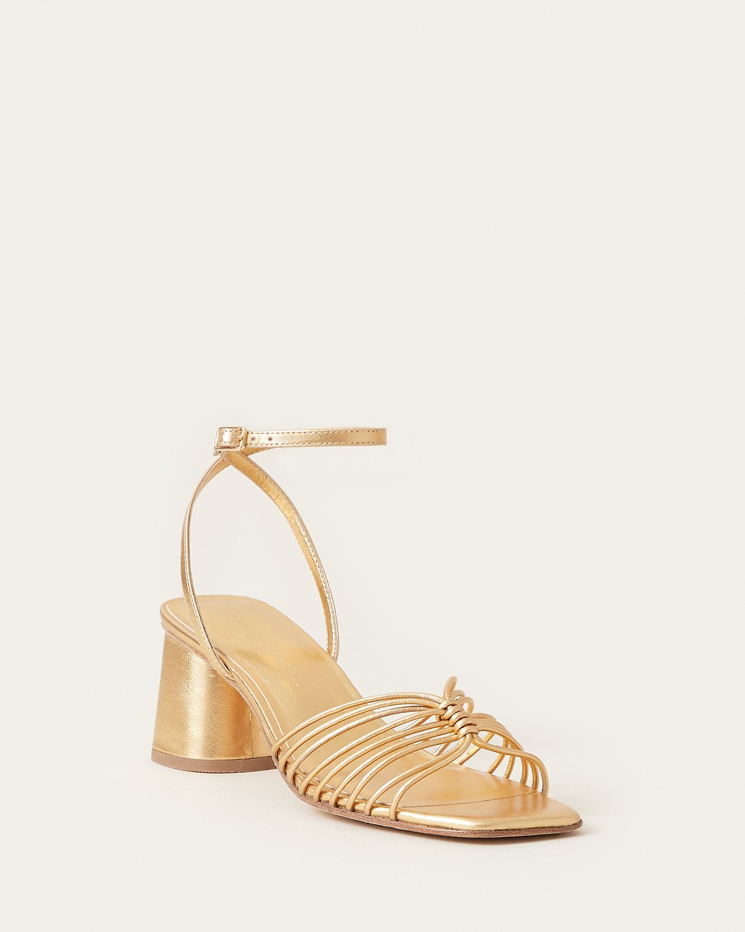 gold strappy mid heels