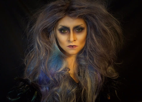 Witch makeup look using mehron makeup