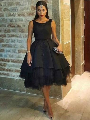Buy Generous Open Back Knee-Length Black Homecoming Dress with ...