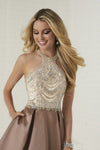 2022 A Line Scoop Satin Prom Dresses With Beads PNHXJ96T