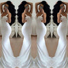 White Prom Dresses Long Trumpet/Mermaid Straps Chiffon Prom Dresses