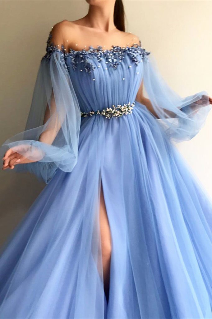 tulle prom dress long