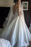 2022 Scoop Long Sleeves Lace With Slit Wedding Dresses P3KMRKC8