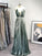 A-Line/Princess V-neck Floor-Length Ruffles Sleeveless Dresses
