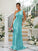 Sheath/Column Sequins Ruched One-Shoulder Sleeveless Sweep/Brush Train Bridesmaid Dresses TPP0004900