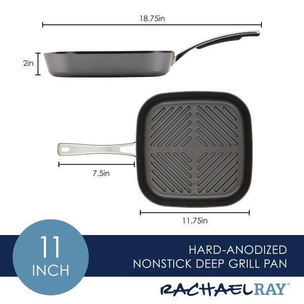 Anolon Advanced Home Hard-Anodized Nonstick Deep Square Grill Pan, 11-Inch