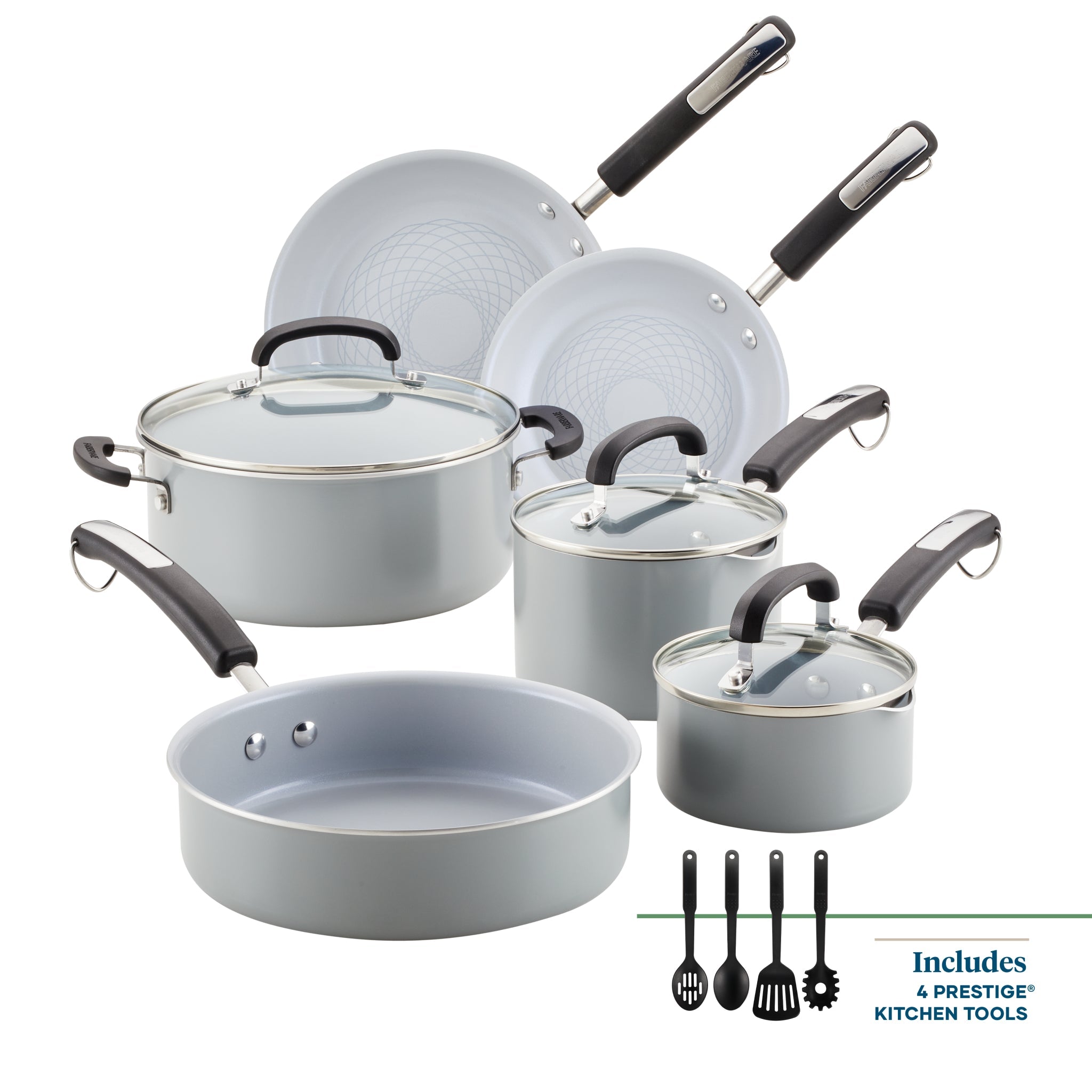 13-Piece Recycled Aluminum Ceramic Nonstick Cookware Set - PotsandPans product image