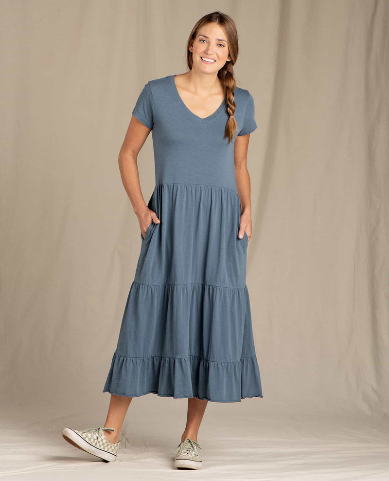 elderflower tiered midi dress