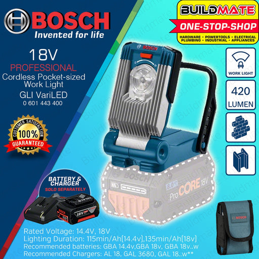 Bosch GLI 180 Rechargeable LED Light 18V 6 LED Handheld Cordless Working  Light 300 Lumen Lampe Home DIY Lighting No Battery - AliExpress