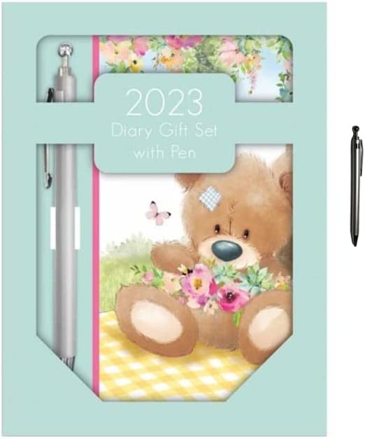 Image of 2023 Diary Gift Set Slim Week To View - Blue Teddy