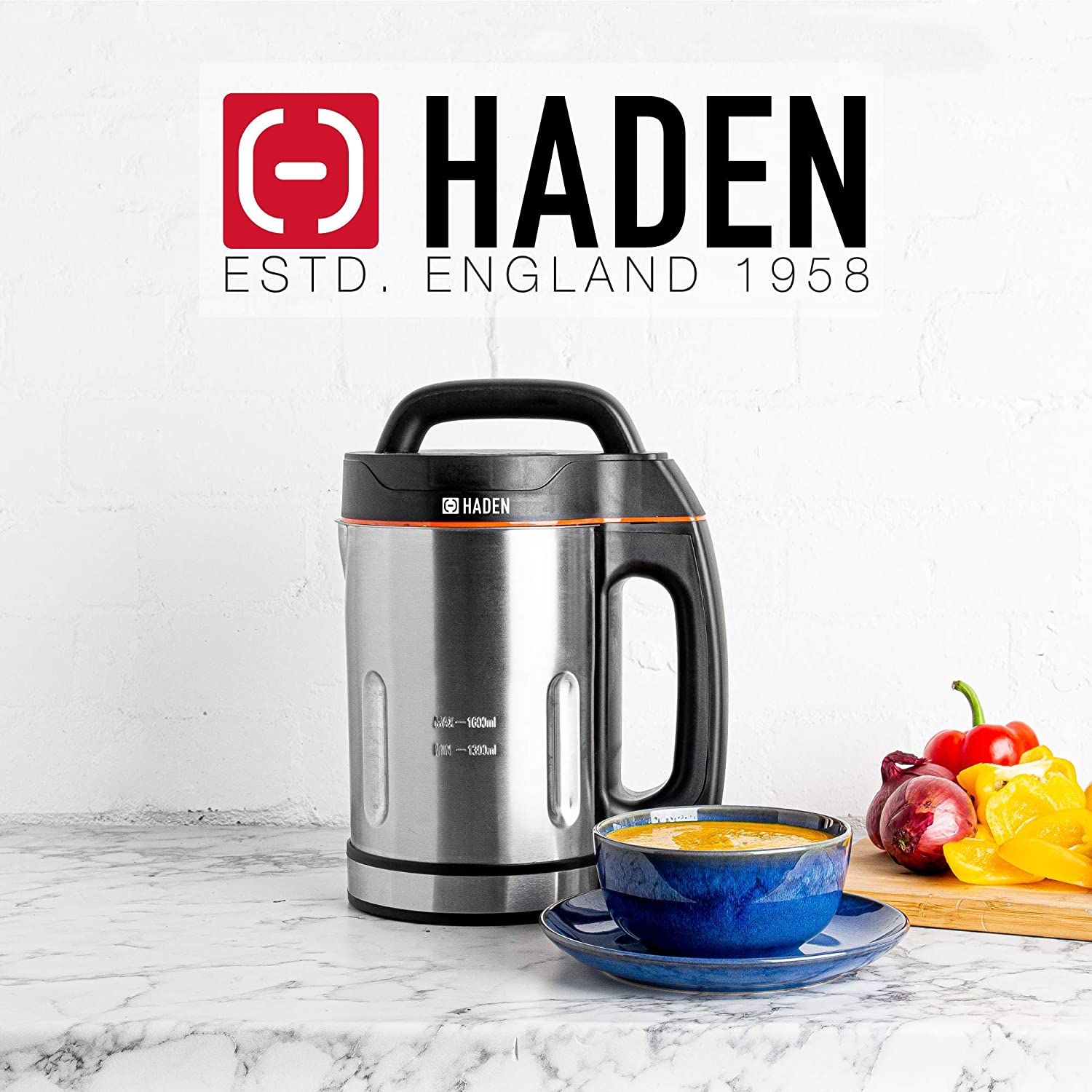 Image of Haden Soup Maker – Double-Walled Homemade Soup Maker, 1000W, 1.6 Litre, Black & Stainless-Steel - CD36