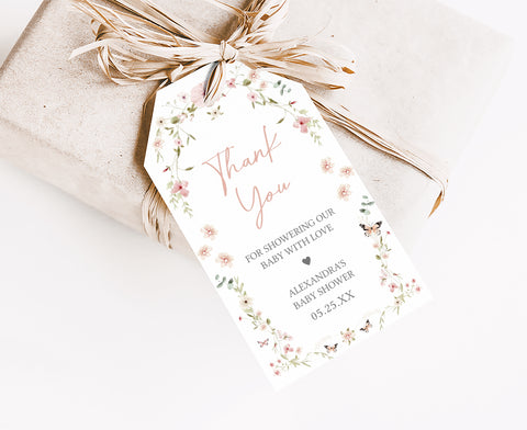 Floral Butterfly Thank You Favor Tag Template Download