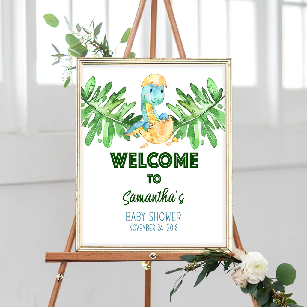 Boy Dinosaur Baby Shower Welcome Sign Cuddle Palette