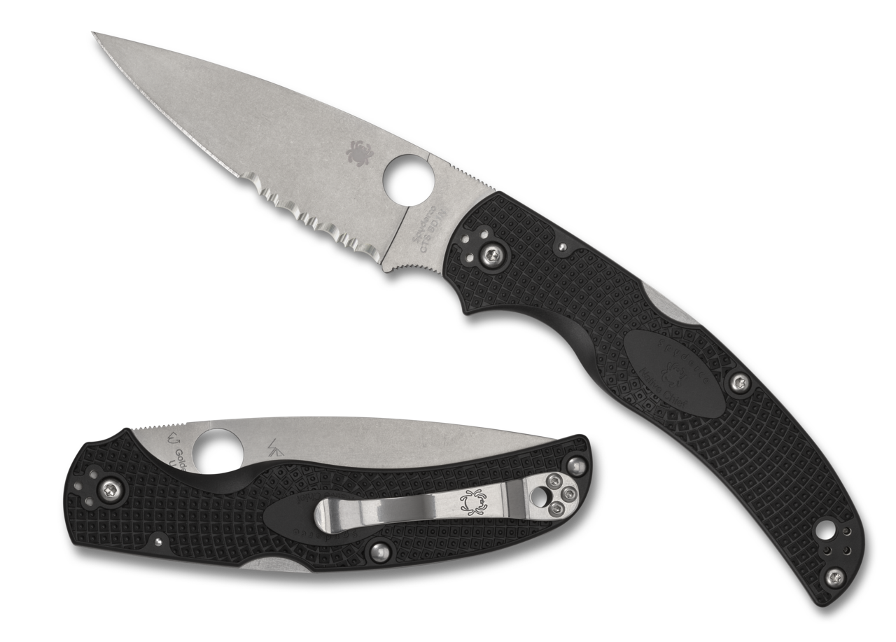 Spyderco C244PSBK Native Chief Lightweight Knife FRN BD1N Partially Serrated Knife USA