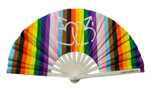 Abanico de igualdad LGBTQ+ Abanico de mano arcoíris para el orgullo The Gay Fan Club