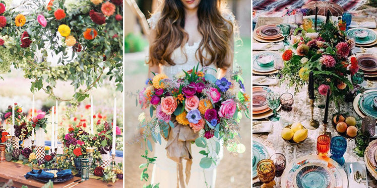 Bright colour palette boho wedding ideas