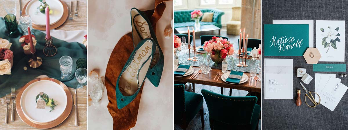 Teal and Rose Gold Wedding inspo
