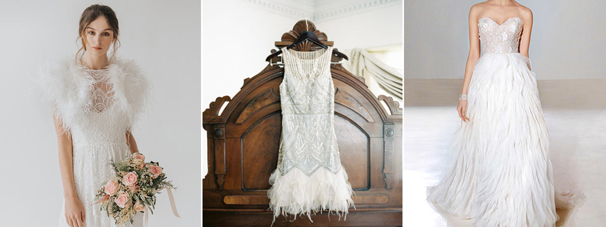 Feather wedding dress trend 