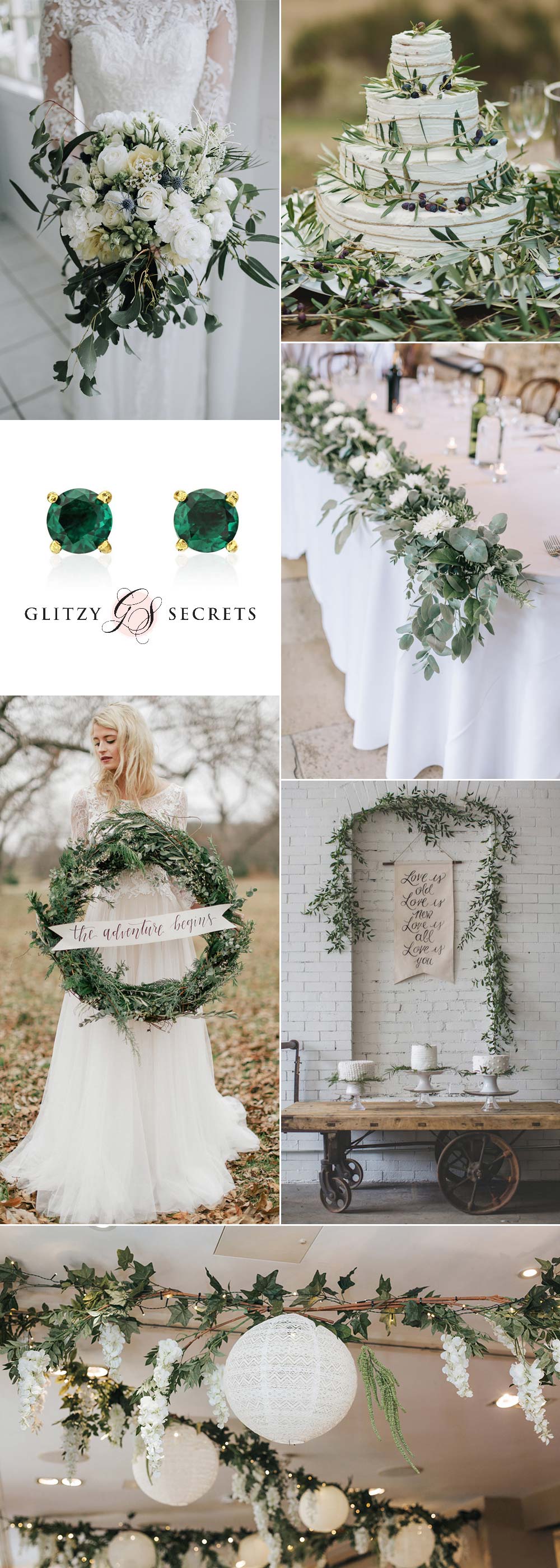 White and Green Christmas Wedding Ideas
