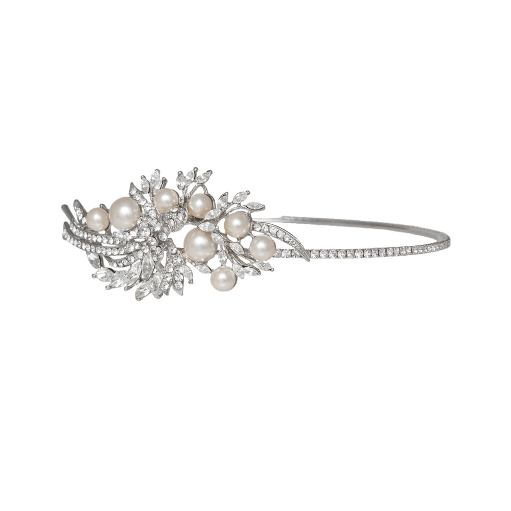 Exquisite Charm Crystal Scroll Side Tiara | Glitzy Secrets