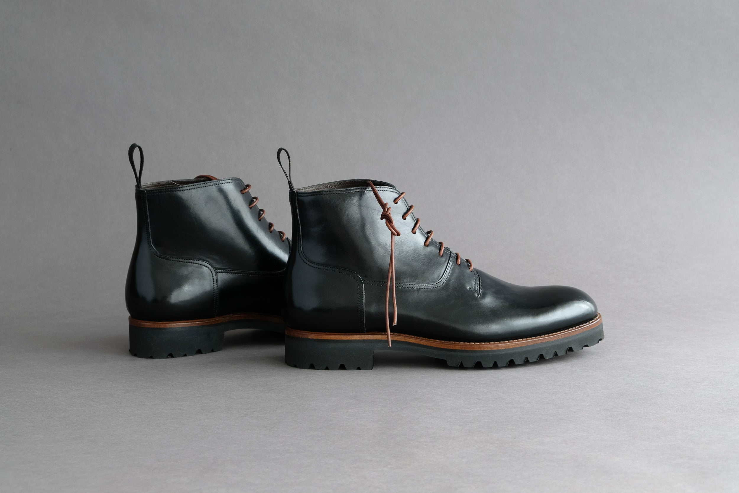 Zonkey Boot hand welted derby boots from black horse leather