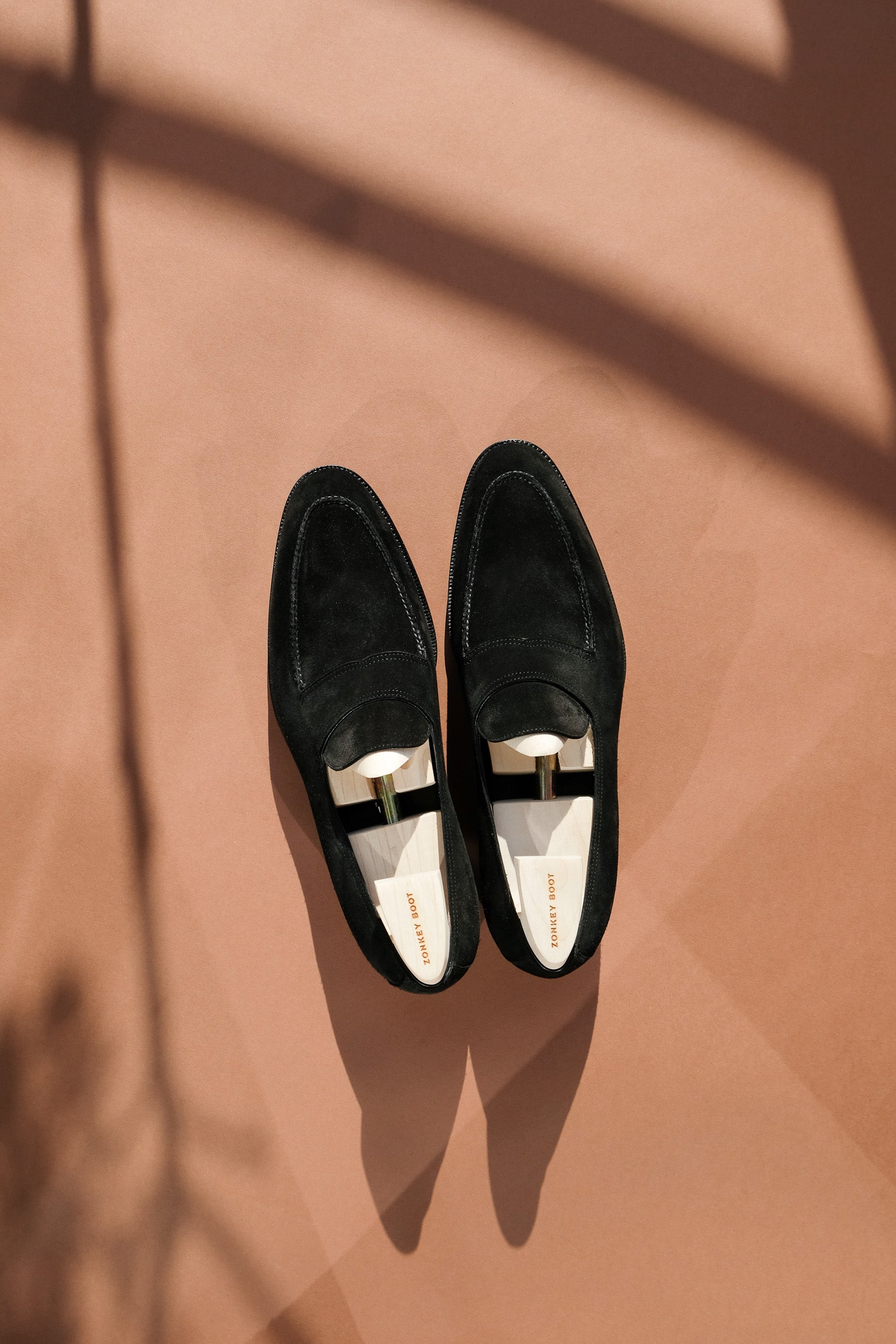 Zonkey Boot hand welted loafers on the Classic last from black suede