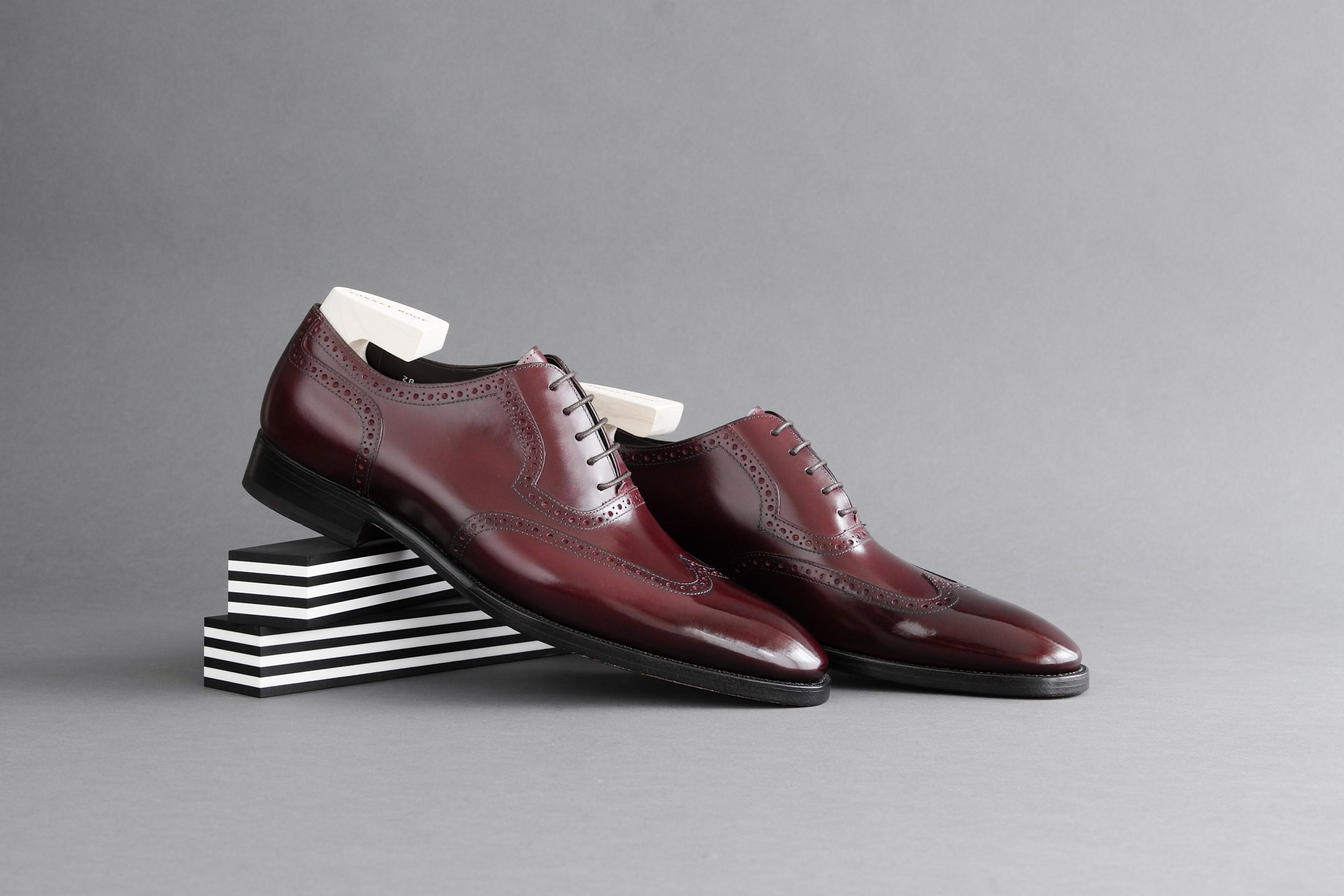 Zonkey Boot hand welted wingtip oxfords in Bavarian Calf Bordeaux