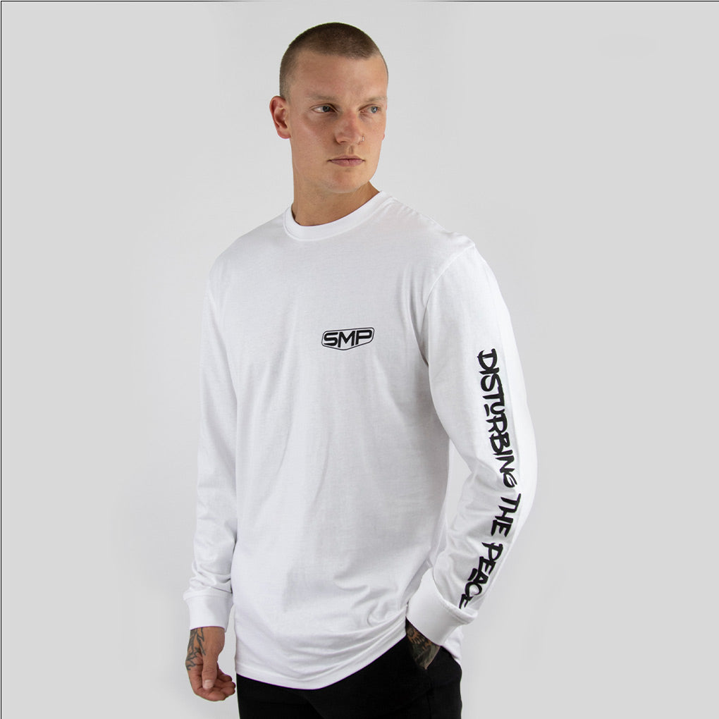 DTP-21 SMP mens long sleeve tee WHITE - SMP Clothing Australia product image