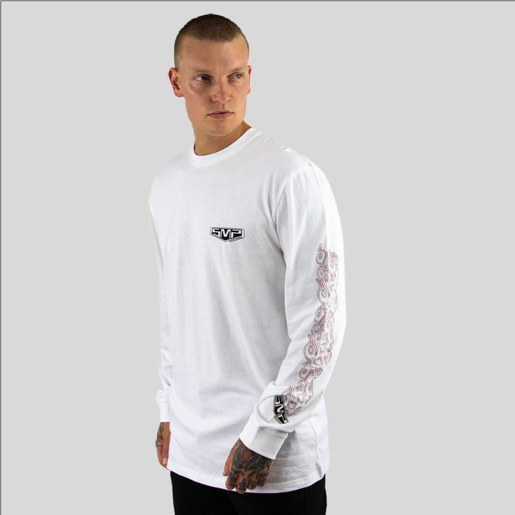 SALVO SMP mens long sleeve tee WHITE - SMP Clothing Australia product image