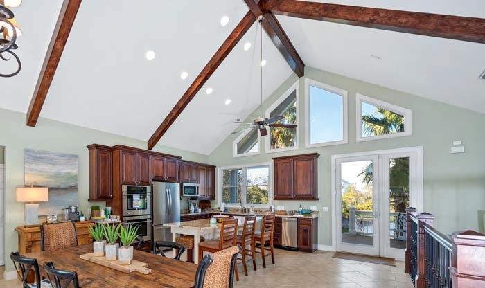 cathedral ceiling lighting in kitchen