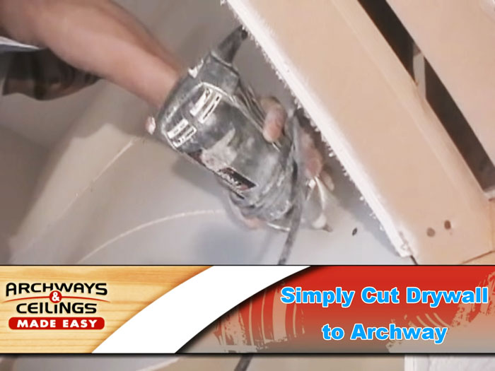 How to drywall an arch step 2 - cutting the drywall along the arch with a router